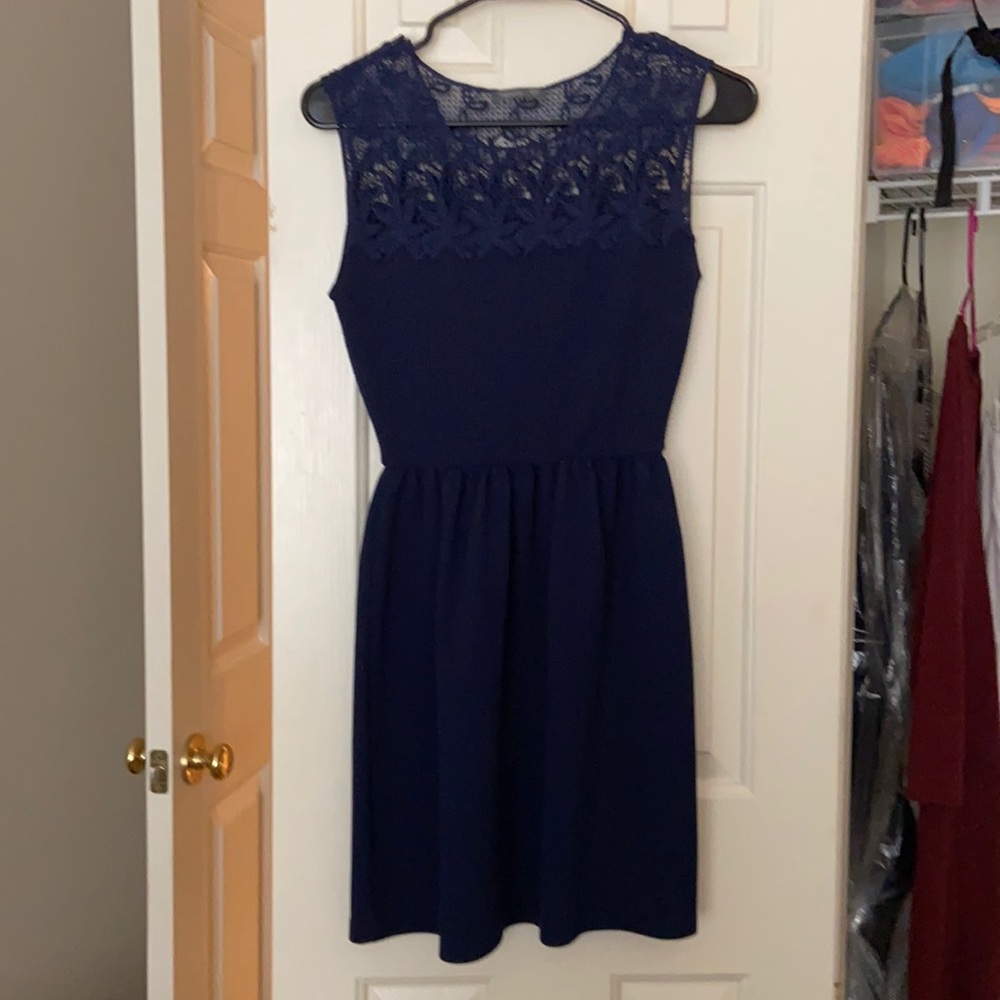 Navy Blue Dress with Lace